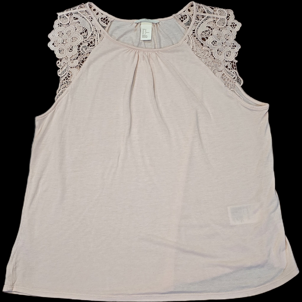 H&M Women's M, Jersey Top W/ lace shoulder details: Coquette Fairycore